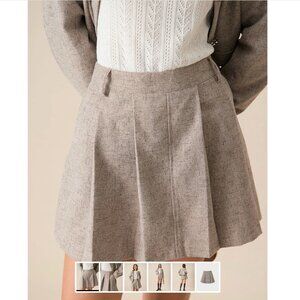 Rihoas Khaki Pocket Pleated Mini Skirt